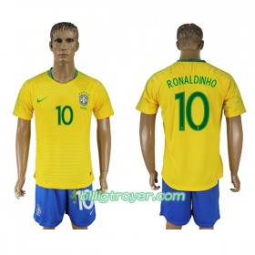 Billige Fotballdrakter Brasil Ronaldinho 10 VM 2018 Hjemmedraktsett